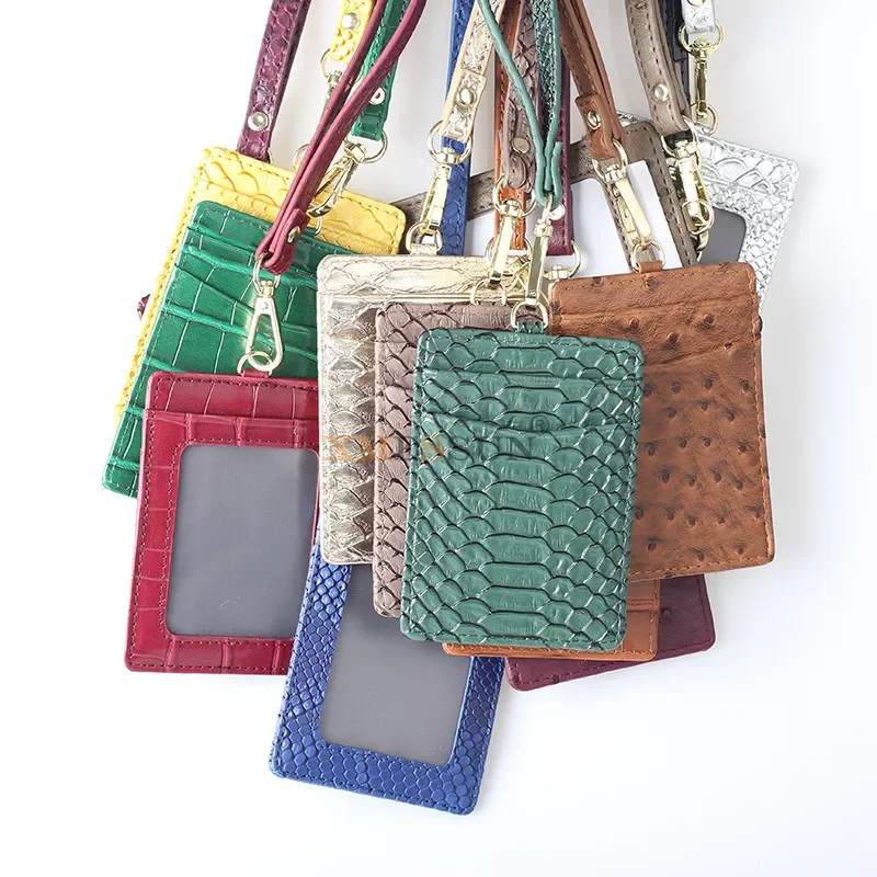 2022 New ID Holder Snake Pattern Business Name Tag ID Badge Card Holder with Lanyard