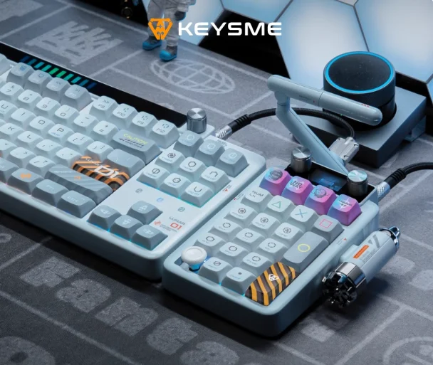 Фото Механическая клавиатура KeysMe Lunar 02 с цифровой панелью, Bluetooth, беспроводная, с полным набором клавиш, возможностью горячей замены, цветным экраном, настраиваемая, для офиса №5
