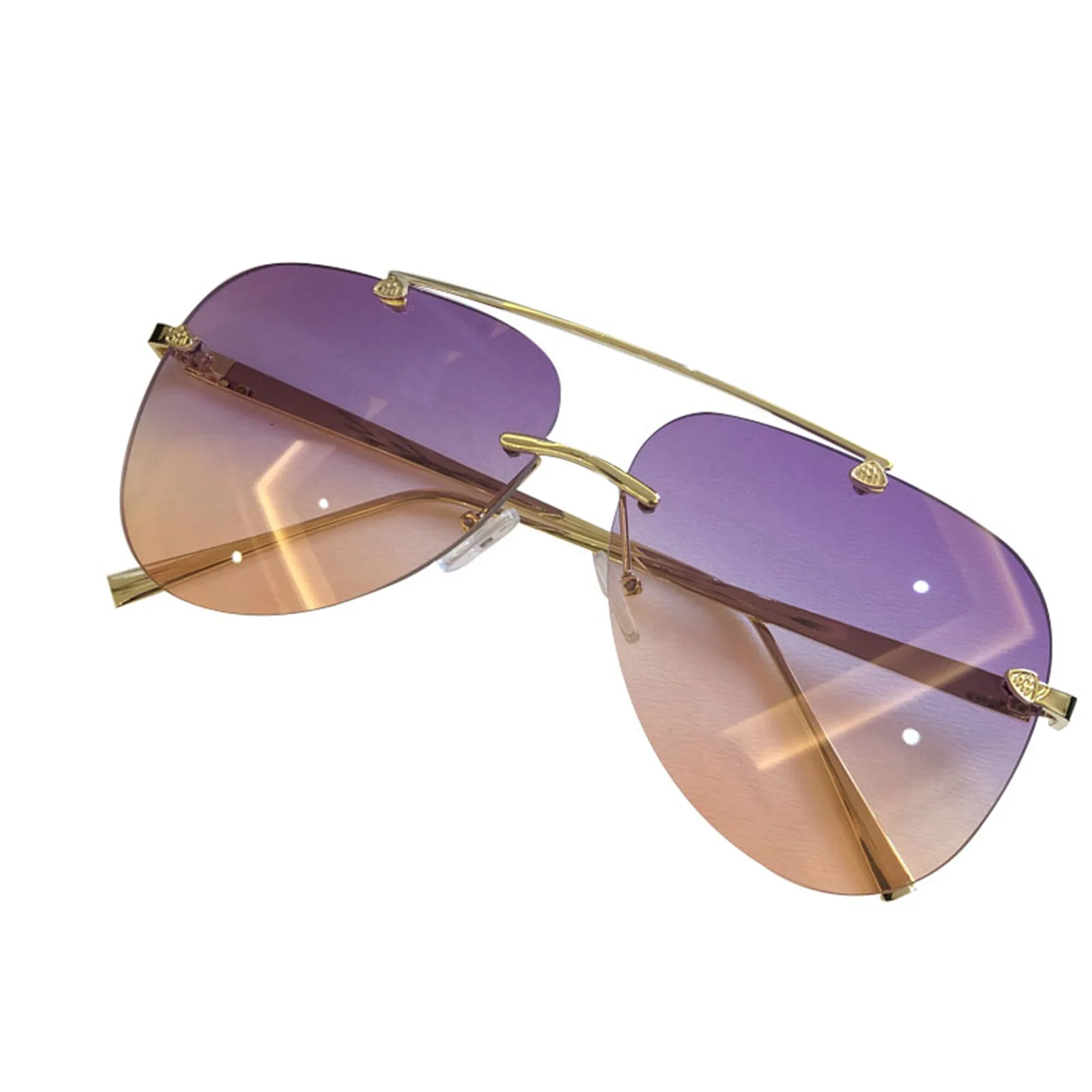 

Модные солнцезащитные очки унисекс без оправы UV400, металлическая оправа для вождения или спортивной активности с градиентом