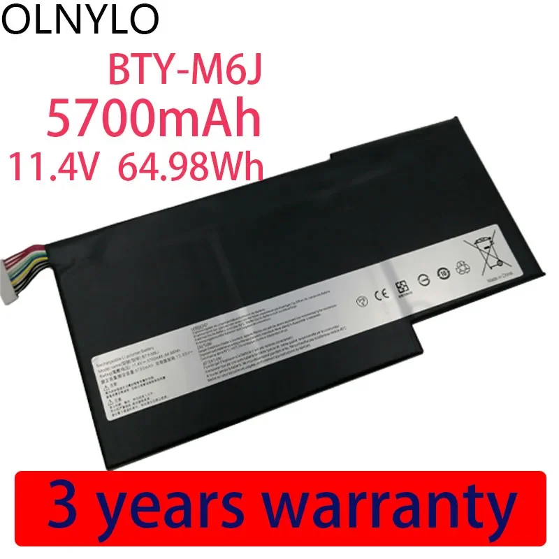

11.4V 64.98wh/5700mAh BTY-M6J new Original BTY-M6J Battery For MSI GS63VR GS73VR 6RF-001US BP-16K1-31 9N793J200 Tablet