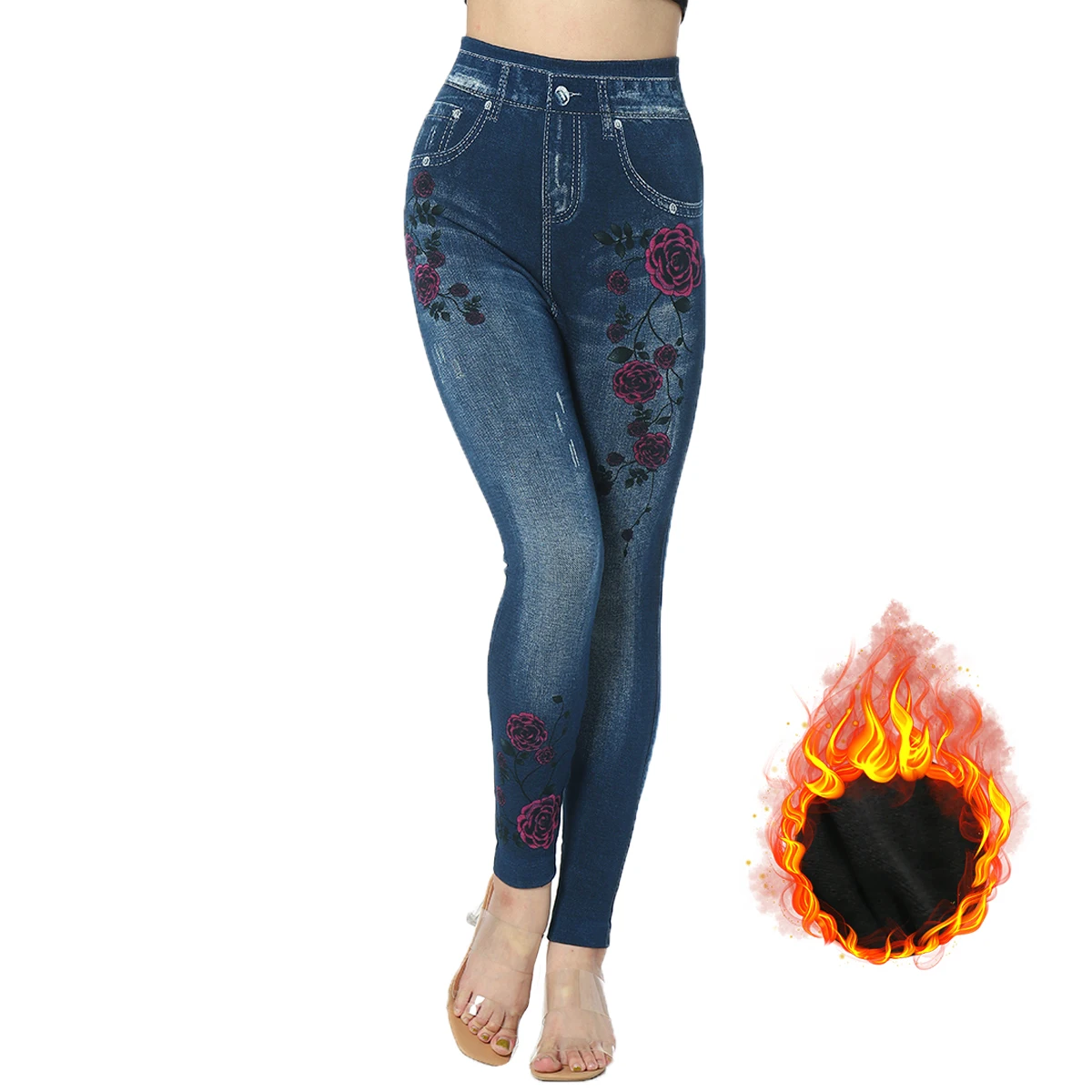 

Femme Pantalon Seamless Leggings Women Jeggings Cotton Sexy Girl Knitted Thick Terry High Waist Faux Jean Denim Fitness Leggings