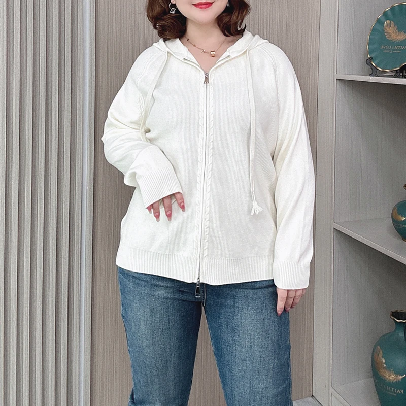 Женский трикотажный кардиган на молнии Свободный Повседневный свитер с