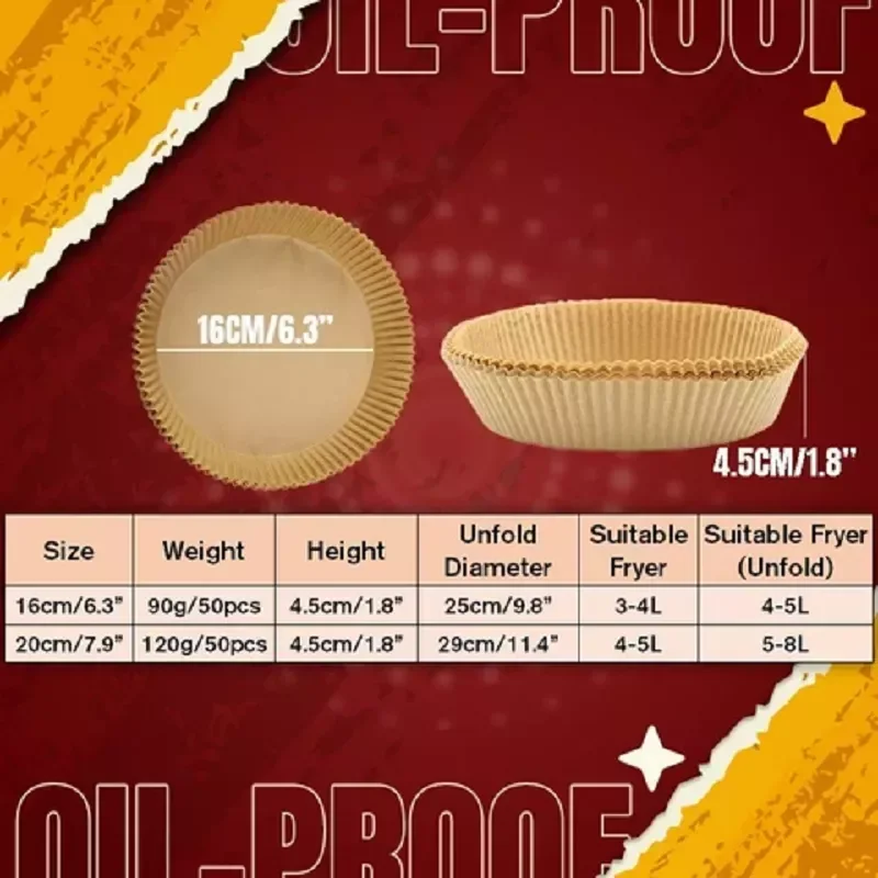 

16/20cm Air Fryer Disposable Paper Liner Mat Oil-proof Non-Stick Mat Microwave Oven Parchment Paper kitchen Cookers