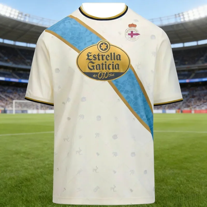 Фото Футболка Deportivo La Coruna с принтом Estrella Galicia, мужская и женская, быстросохнущая, дышащая, для болельщиков испанского футбола, повседневная. №2