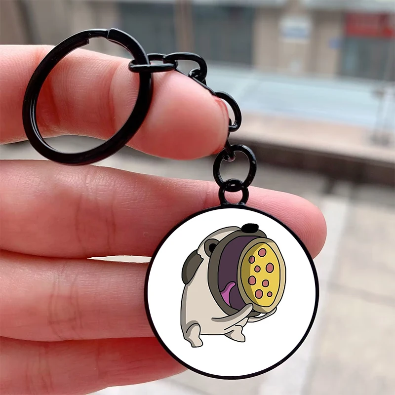 

Fashion cute and funny pizza dog Cute Cool Keychain Motorcycle Car Backpack Chaveiro Keychain Friend's Keyring Gift