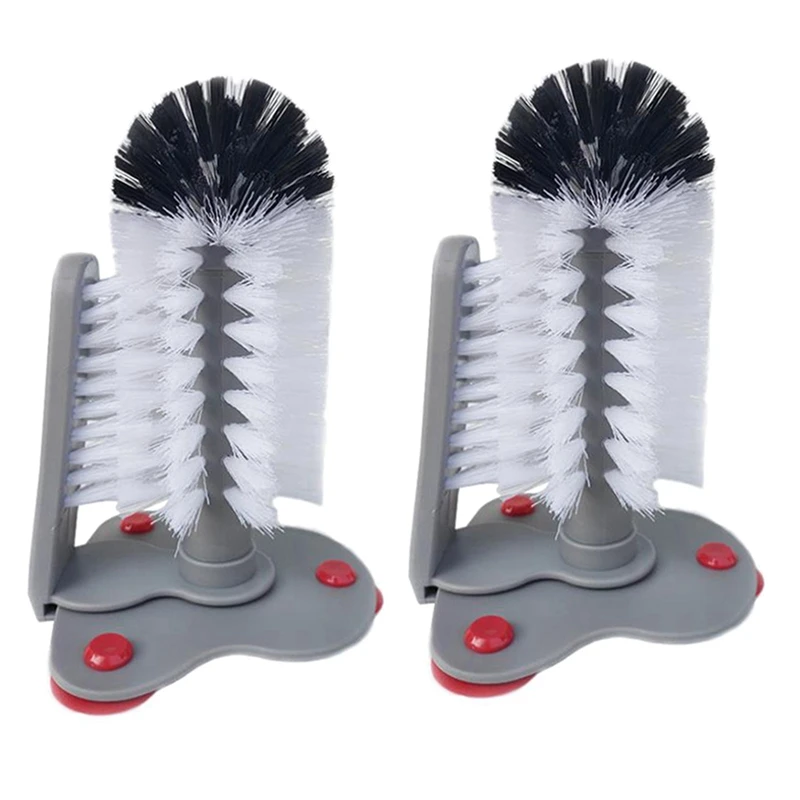 

2X Double-Headed Glass Cleaner Sink Cup Brush Sucker Kitchen Cleaning Supplies Rotating Wine Bottle Cleaner Cup Scrubber