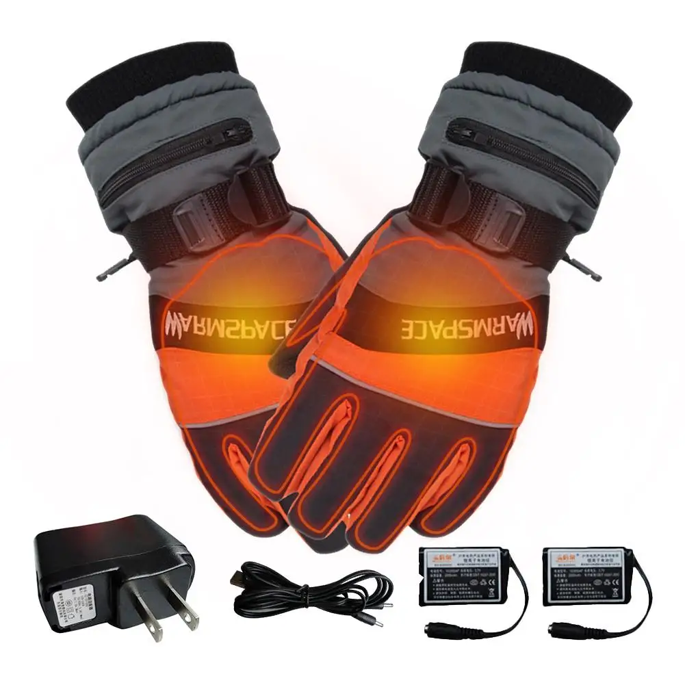 2 Free Battery Electric Heating Gloves Motocycle Cycling Skiing Heated Gloves USB Rechargeable Battery Powered Hand Warmer Glove