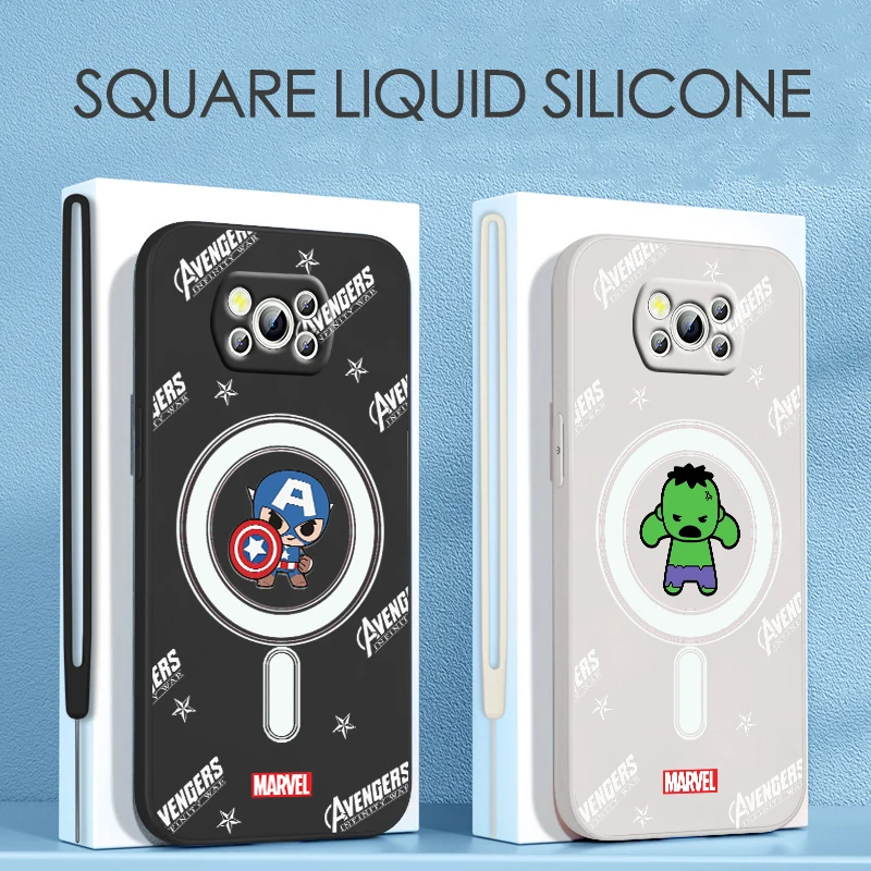 

Marvel Cute Hero Cartoon For Xiaomi POCO C50 C40 X4 M5S F4 M4 X3 F3 M3 C3 Pro GT NFC 4G 5G Liquid Rope Silicone Phone Case