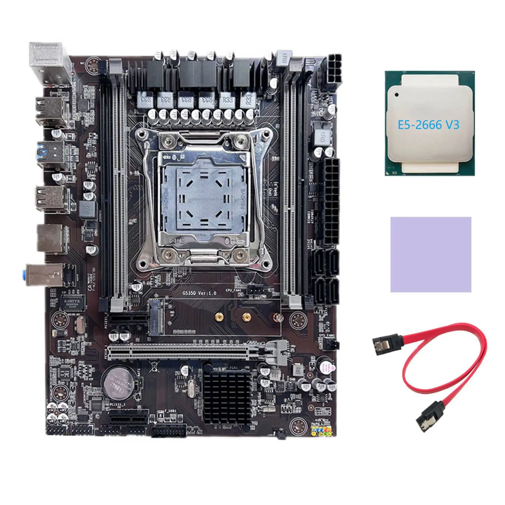

Материнская плата X99, материнская плата для компьютера, поддерживает Память DDR4 ECC с процессором E5 2666 V3 + кабель SATA + термоподушка