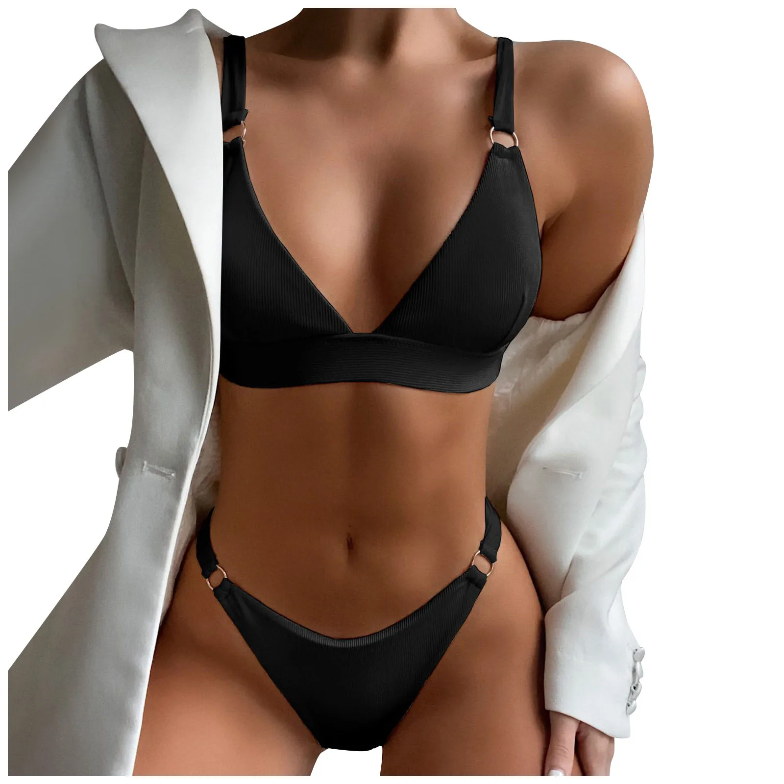 Bikini 2022 New Summer Solid Set Low Waist Swimwear Women Brazilian Bathing Suit Sexy Swimsuit Female Biquini |