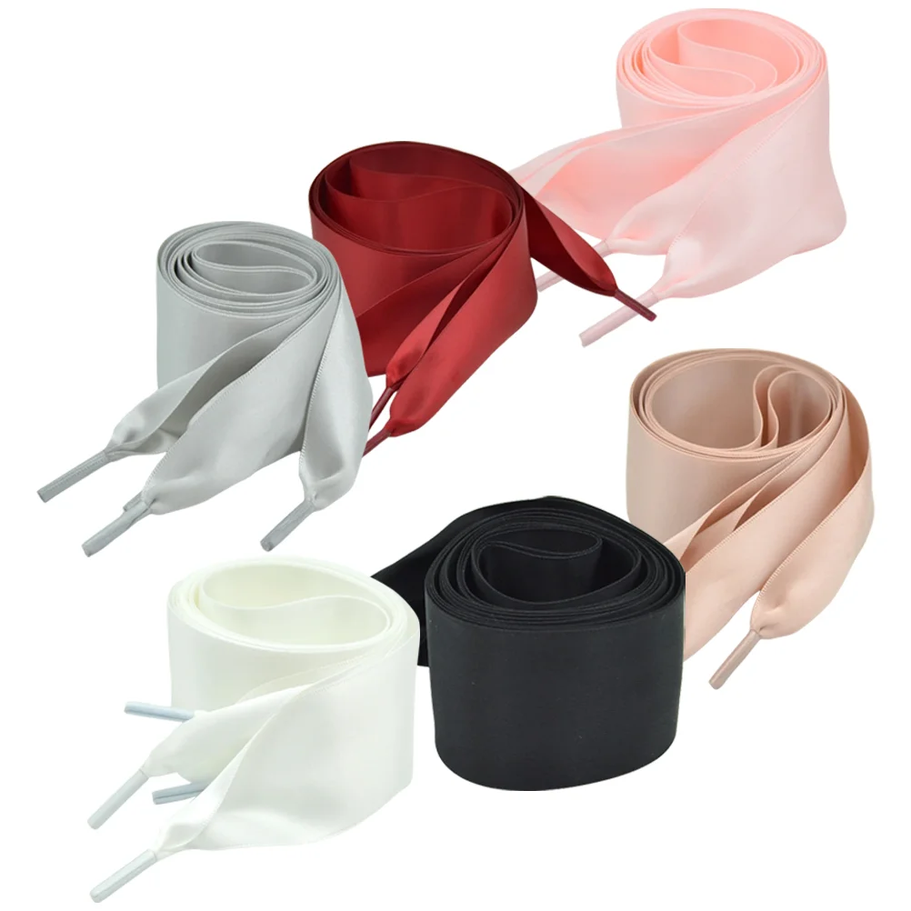 6 Pairs Ribbon Laces Girls Skates Ribbon Shoe Laces Women Wide Shoelaces Wide Satin Shoelaces White Boots Women