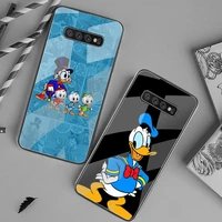 cartoon donald duck phone case tempered glass for samsung s20 ultra s7 s8 s9 s10 note 8 9 10 pro plus cover