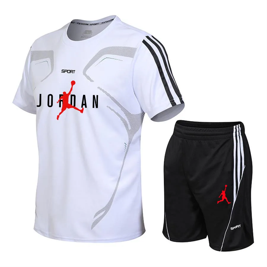 

Brand Fashion T-shirt Shorts Men's Sportswear Summer Beach Casual Set Ultra Thin, Cool, Sweat-absorbing, and Quick-Drying
