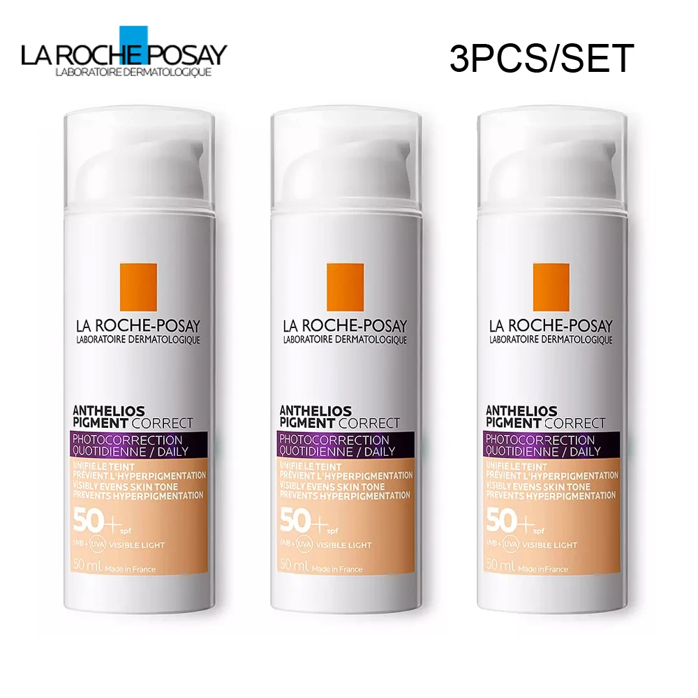 

3PCS La Roche-Posay Anthelios Pigment Correct PhotoCorrection Daily Tinted Cream SPF50 Whitening Facial Sunscreen Care Skin