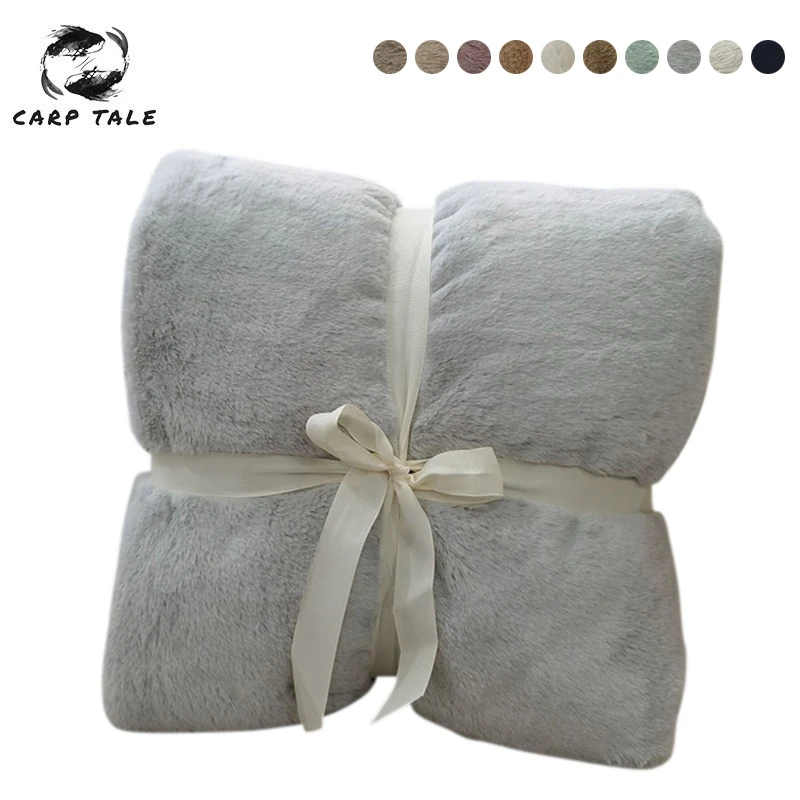 

Soft Warm Winter Blanket For Bed Travel Picnic Solid Color Thickened Air Conditioning Single Throw Blankets Sofa towel Bedspread