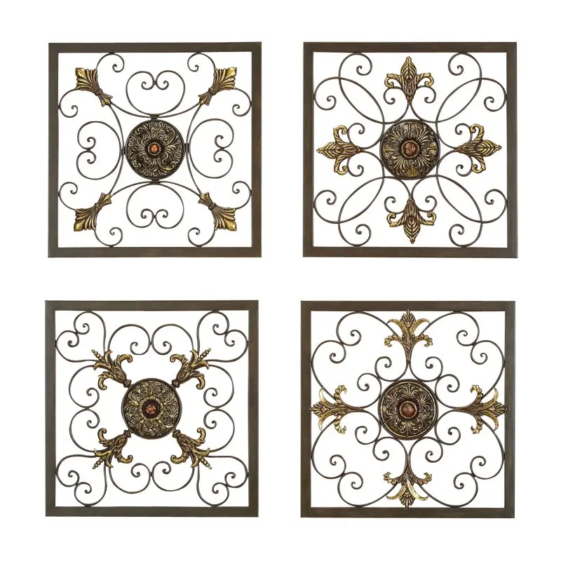 

Brown Metal Scrollwork and Fleur De Lis Wall Decor (4 Count)