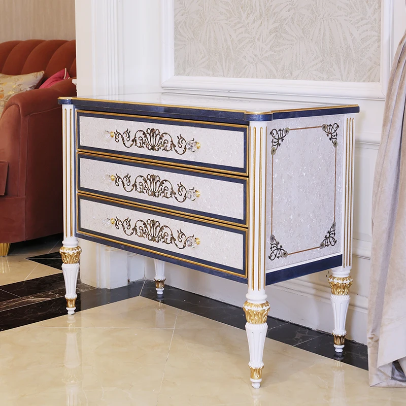 

French-style luxury all-solid wood mahogany foyer decorative cabinet Shell veneer parquet porch cabinet