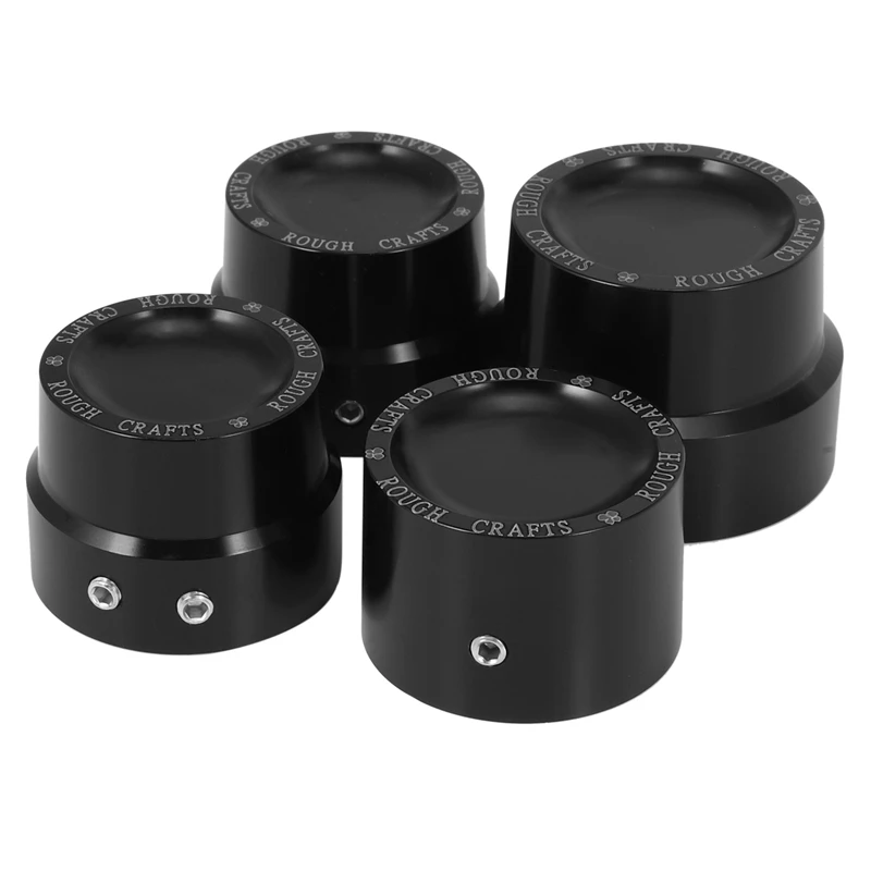 

8 Pcs Black Aluminum Rough Front & Rear Axle Nut Covers Caps For Sportster XL883 XL1200 Dyna Touring V-Rod