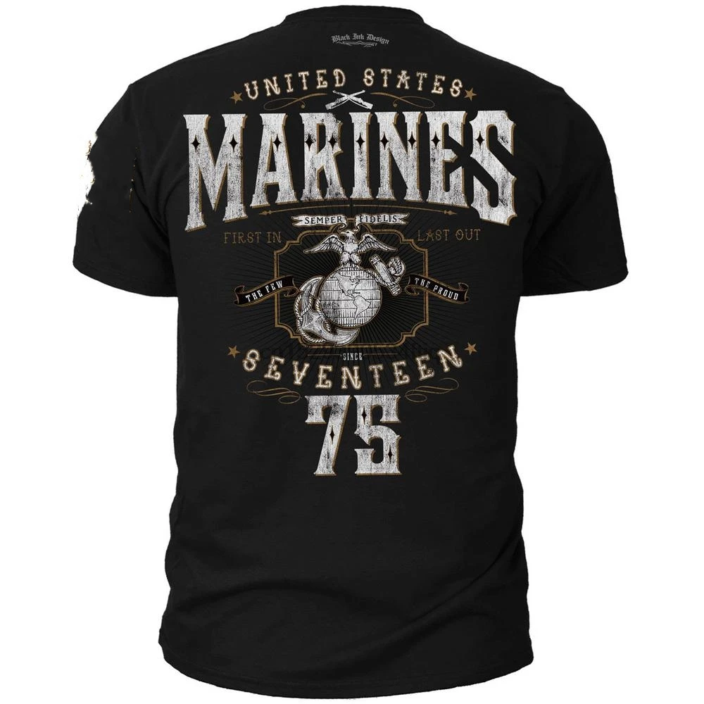 

Black Ink Men Marines T Shirt Us Marines Seventeen Seventy Five (Tt1212)