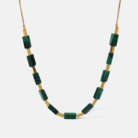2022 new stainless steel 18k gold furnace electroplating jewelry malachite green design necklace charm women jewelry