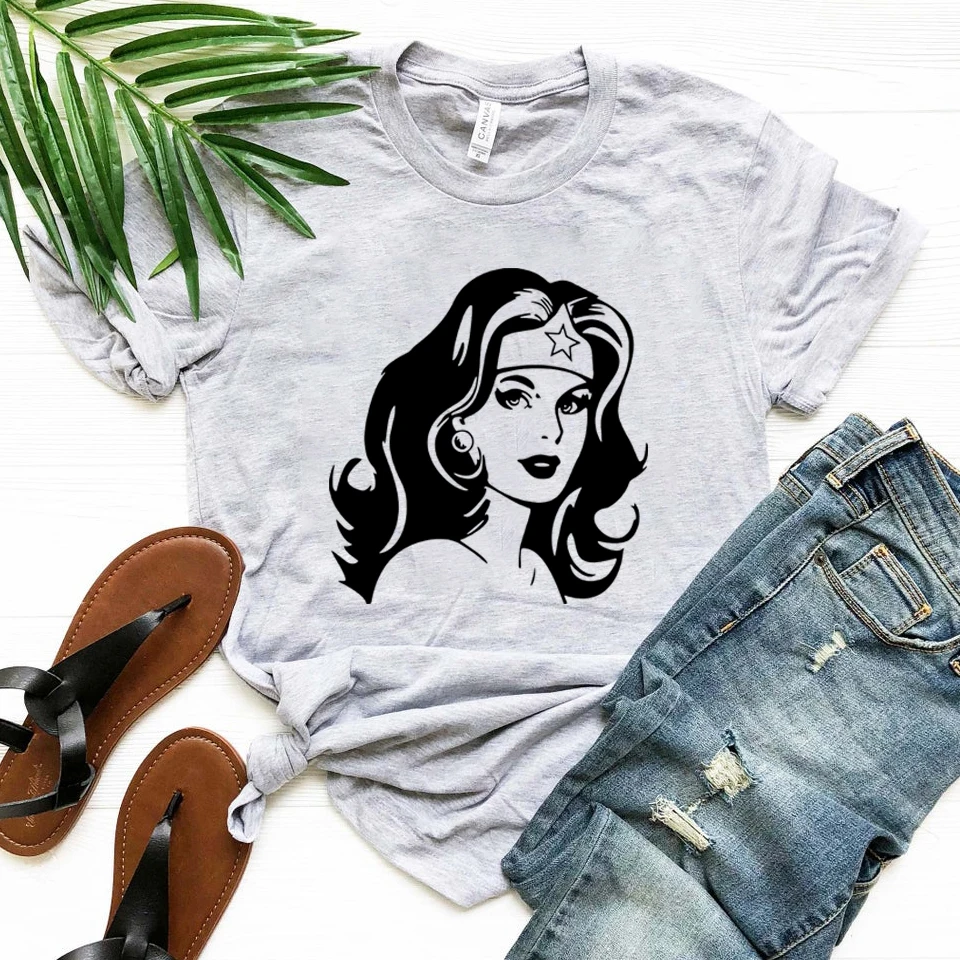 

Wonder-Woman Tshirt Mother's Day Gift T-Shirt Feminist Girl Power Superhero Mama Tee Wonder Mom Women Graphic T Shirts
