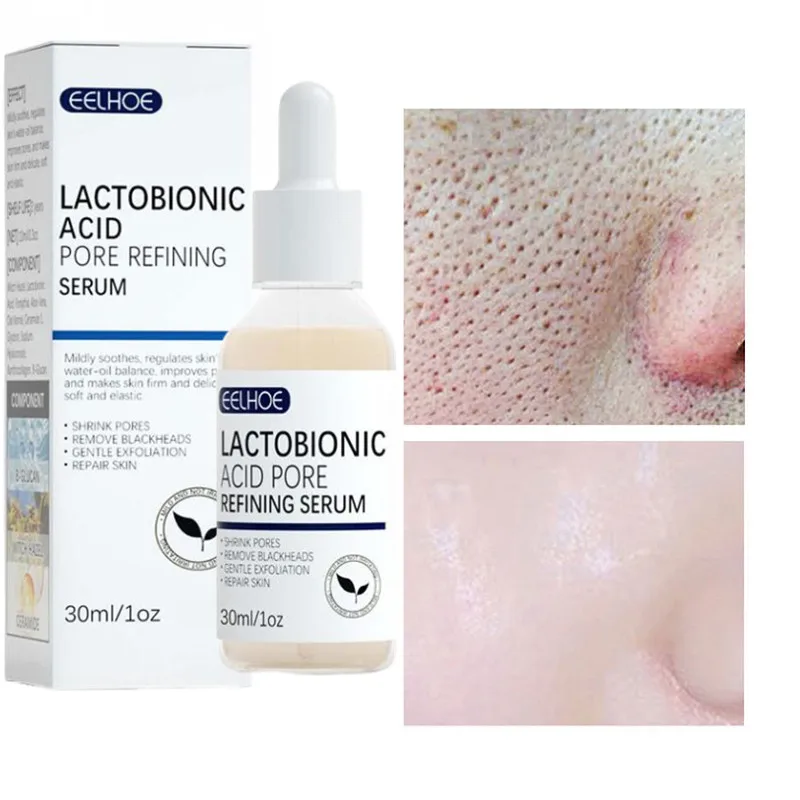 

30ml Lactobionic Acid Pore Shrink Face Serum Hyaluronic Acid Moisturizing Nourishing Essence Firming Brighten Beauty