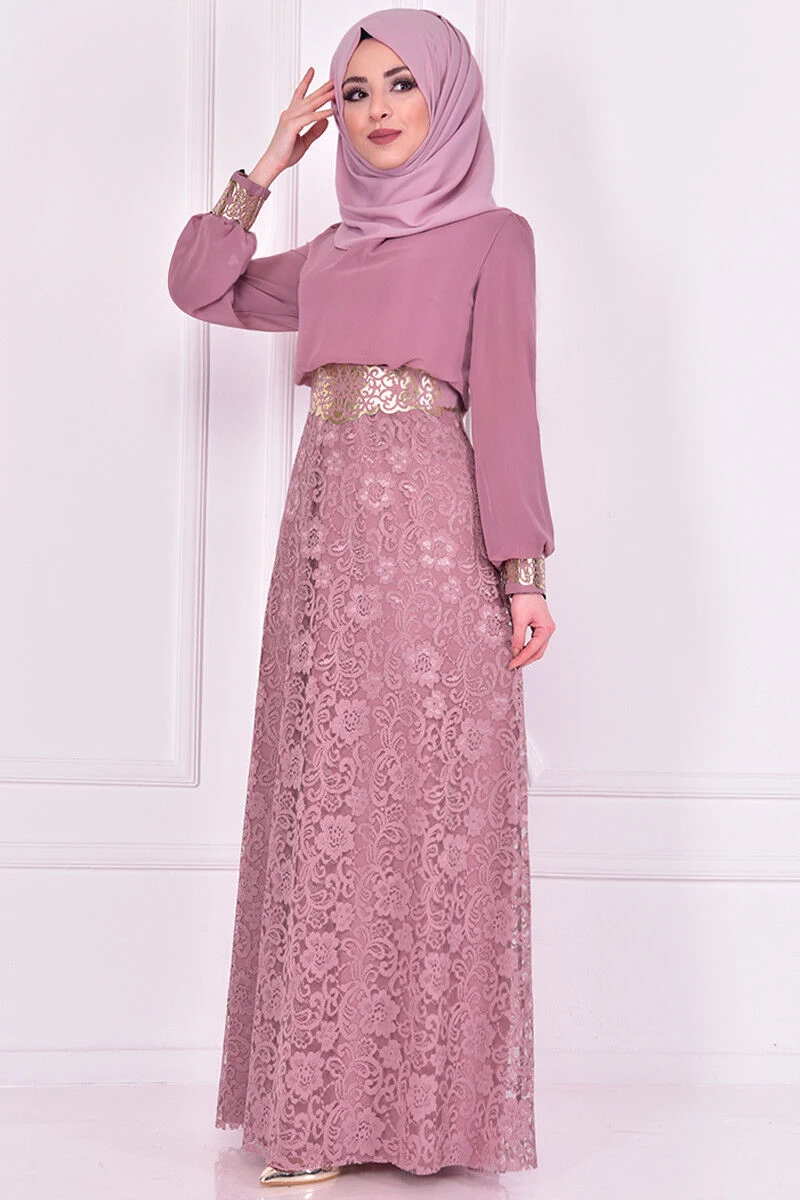 Кружевное платье розового цвета Kurusu ASM2233
