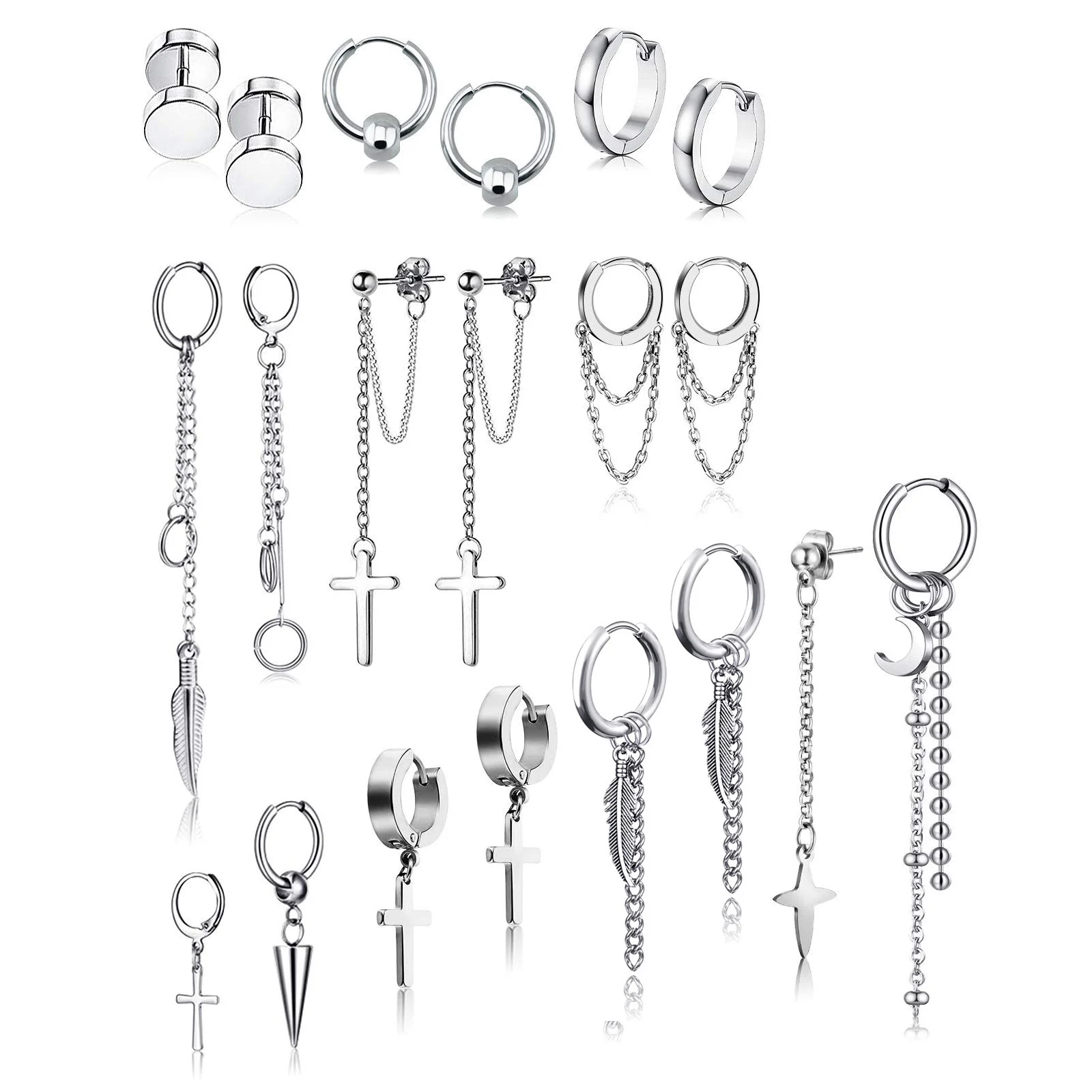 Серьги-кольца с цепочкой для мужчин и женщин ювелирные украшения