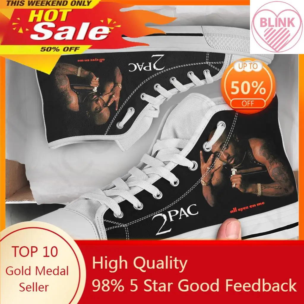 

Hot Summer Rap 2pac Tupac All Eyez on Me Arrive Fashion Lightweight High Top Classic Canvas Shoes Men Women Sneakers Board Shoe