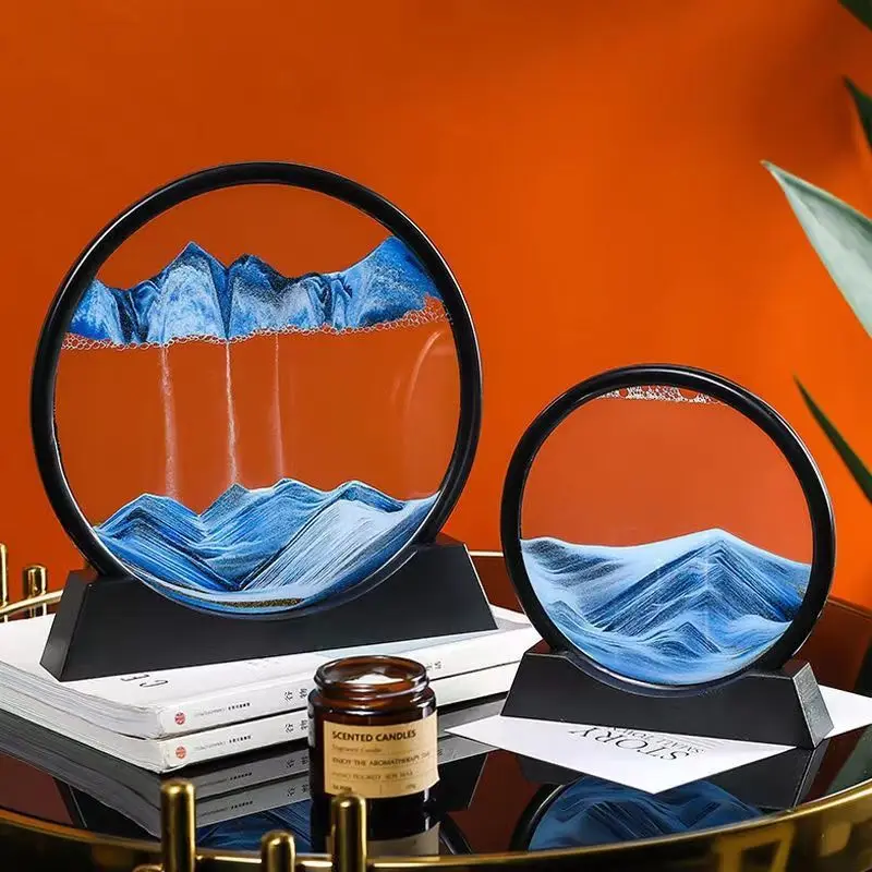 

3D quicksand painting glass decoration birthday gift liquid decompression living room room decoration high-end sense