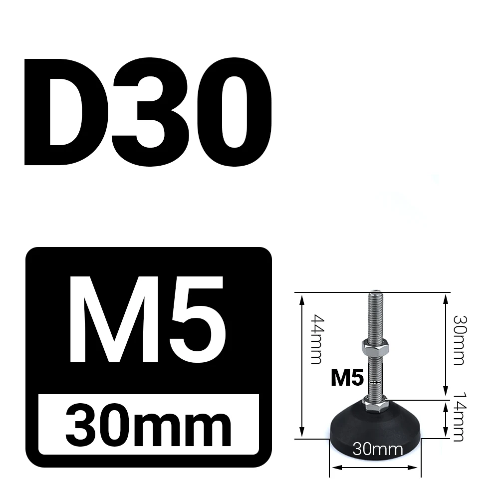 4 шт., универсальная регулируемая ножка токарного станка, диаметр 30 мм, тип резьбы, регулируемые выравнивающие ножки, поворотное основание, шарнирные ножки, винтовая накладка M5/M6