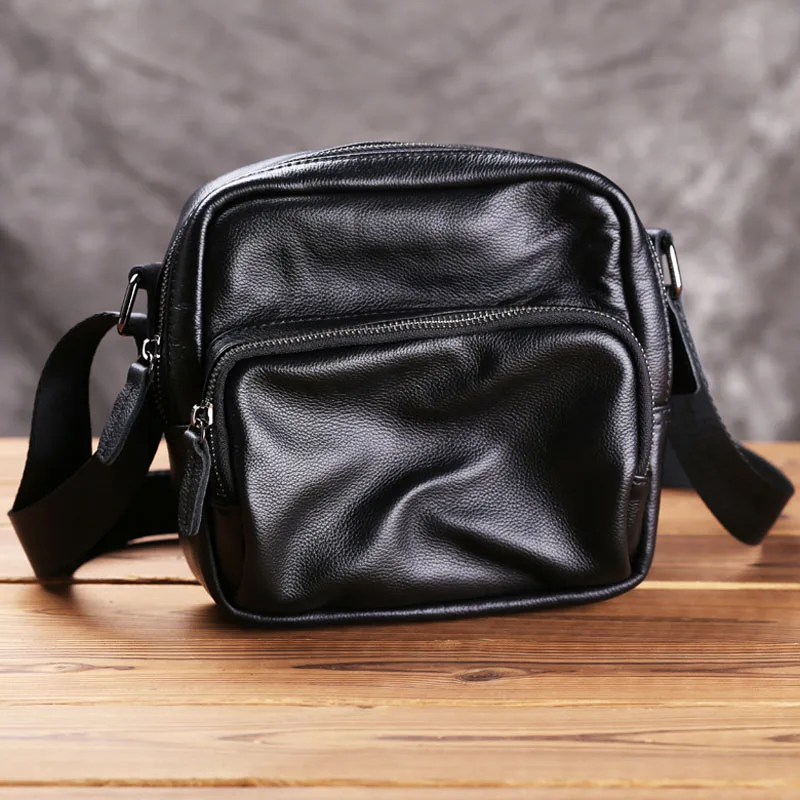 

AETOO Leather small bag men's messenger bag mini Japanese carry square shoulder bag summer casual backpack cowhide men's bag ti