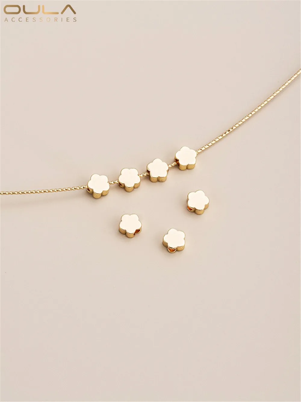 Позолоченный браслет с пятиугольной звездой из 14-каратного жемчуга и цветком