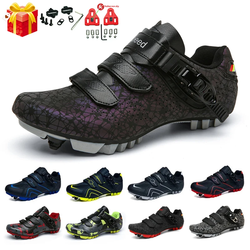 

2022 Men MTB Cycling Shoes Flat Cleats Road Bike Boots Speed Bicycle Sneaker Racing Women SPD Mountain Biking Self-Locking Shoes