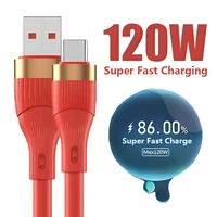 120w super fast charging cable type c to usb a data cord for huawei xiaomi silicone soft wire for mobile smart phone accessories