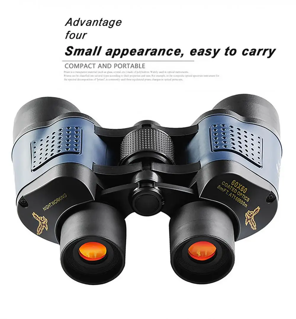

60x60 HD Powerful Binoculars Telescope 3000m/160000m Long Range Folding Mini BAK4 FMC Optics For Hunting Outdoor Camping Sports