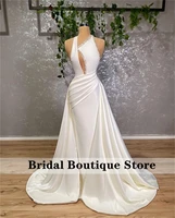 classic mermaid wedding dresses 2022 elegant pleats beads fashion court train bridal dress robe de mariee bride gowns