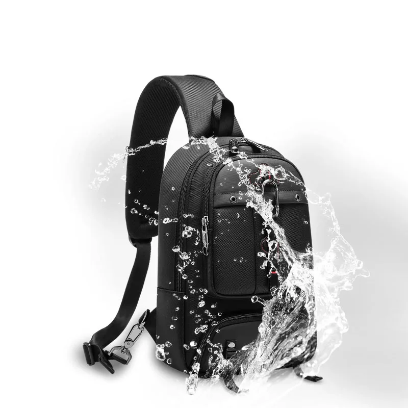 Zipper Chest Messenger Bag for Men Crossbody Chest Shoulder Single Backpack Waterproof Multi Functional Travel Sports Black Bag