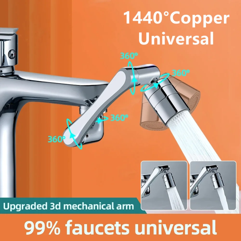 

New Metal Copper 1440° Rotate Universal Faucet Aerator Extender Splash Filter Faucets Bubbler Nozzle 1080° 360° Sprayer Kitchen