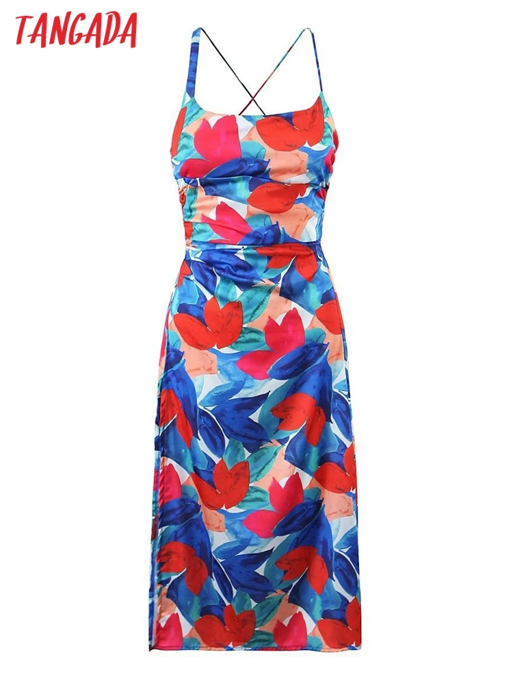 

Платье женское вечернее без рукавов с цветочным принтом и открытой спиной, 4D14