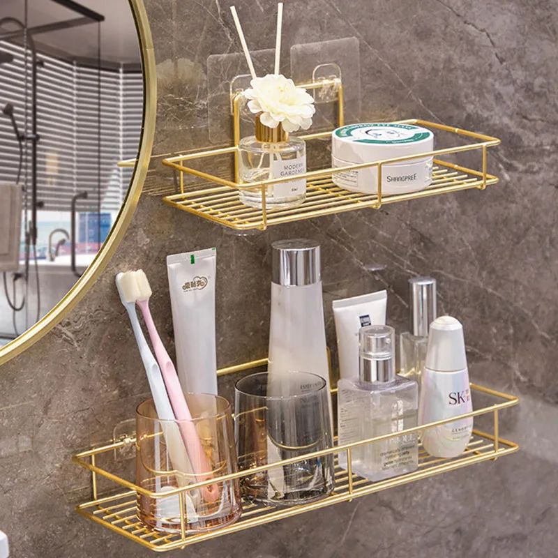 

Nordic style iron art bathroom no punching storage rack, bathroom wall hanging storage rack, toilet wall Storage rack