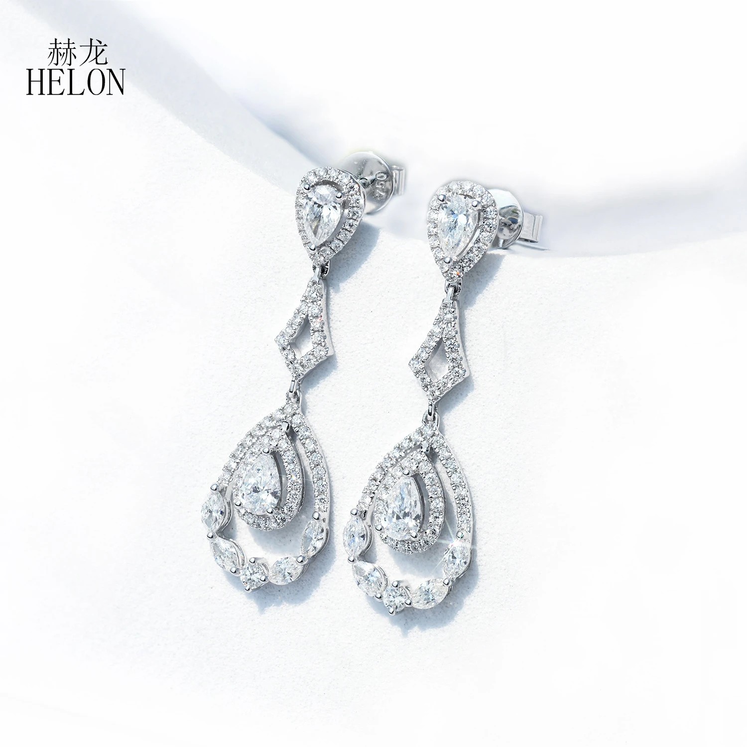 Серьги-гвоздики HELON из белого золота 18 К 14 к 10