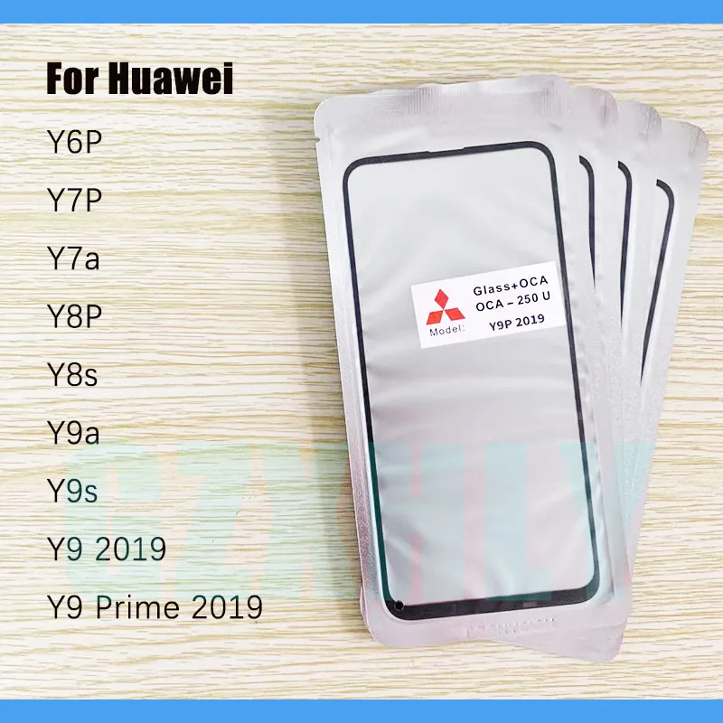 

10pcs/lot Front GLASS + OCA LCD Outer Lens For Huawei Y9s Y9 Prime 2019 Y6P Y7P Y7a Y8P Y8s Y9a Touch Screen Panel