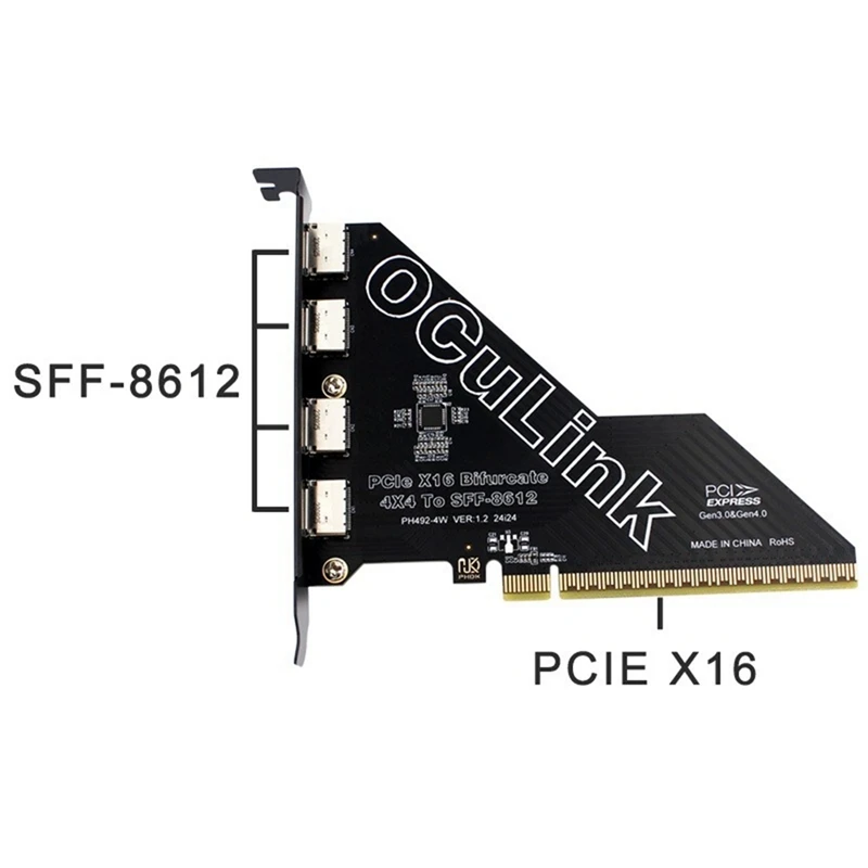 Карта адаптера Pcie 4 0 X16 на порта Oculink SFF-8611 и 8612