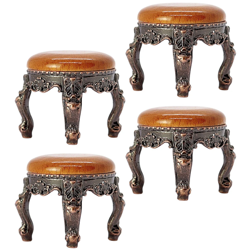 

4 Pcs Furniture Miniature Stool Model Statue Metal House Scenes Decor Decors