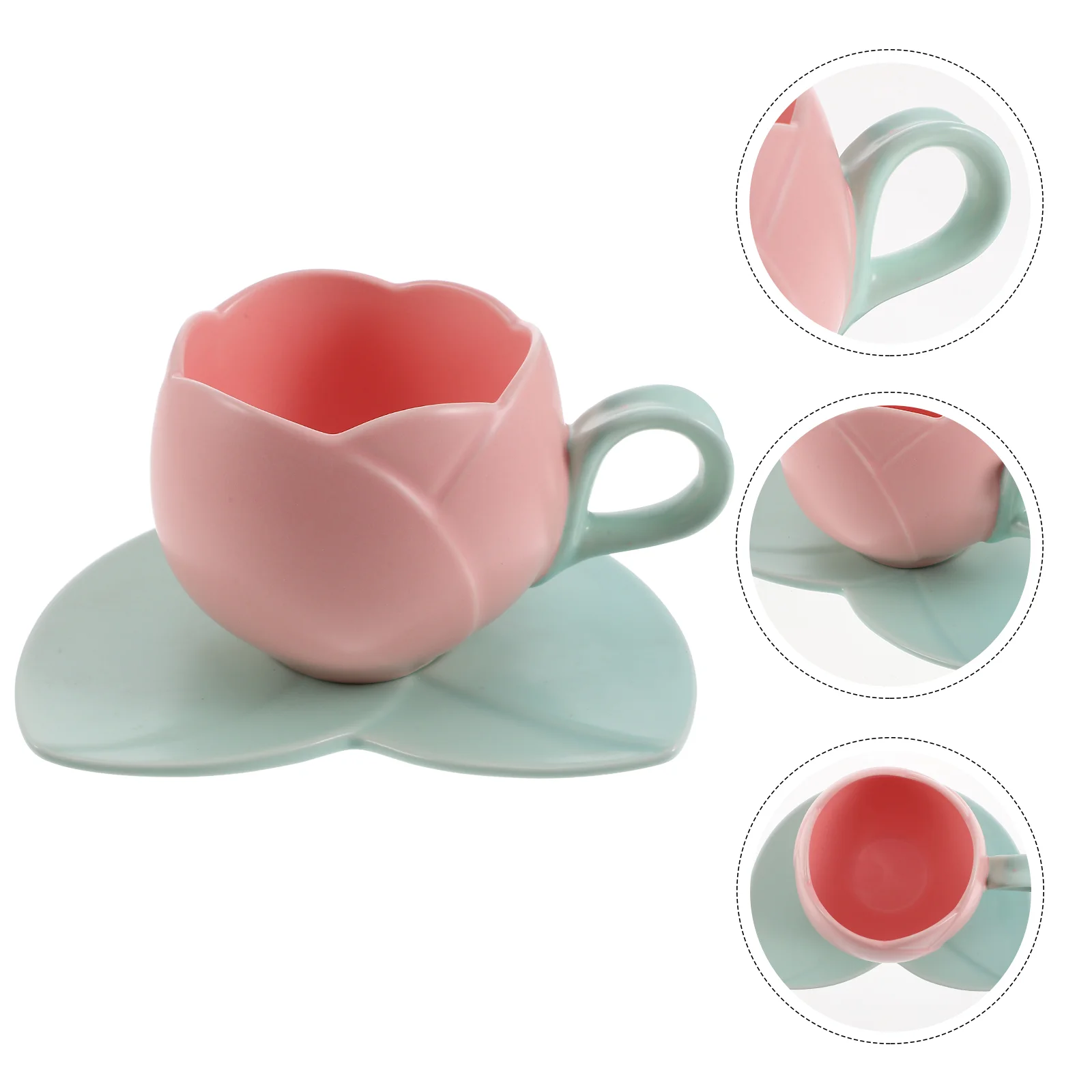 

Cup Coffee Mugs Ceramic Mug Tea Saucer Cups Porcelain Funny Tumbler Espresso Flower Tulip Drinking Water Cappuccino Latte Set
