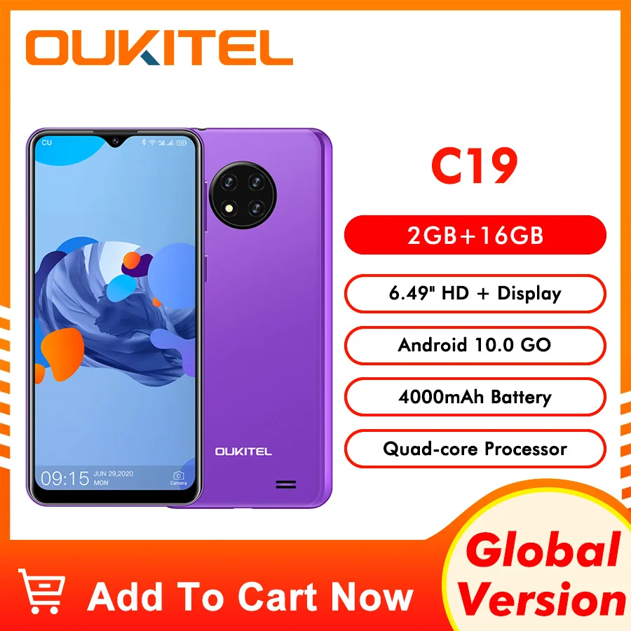 OUKITEL C19 смартфон 2 ГБ 16 экран 6 49 дюйма четырёхъядерный Android 10 |
