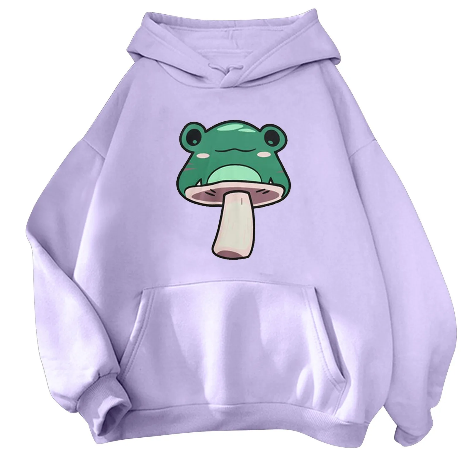 

Fleece Sweatshirts for Women Womens Cute Frog Mushroom Print Sweatshirt With Pocket Sweatshirt Suitable Better Sweater Womens