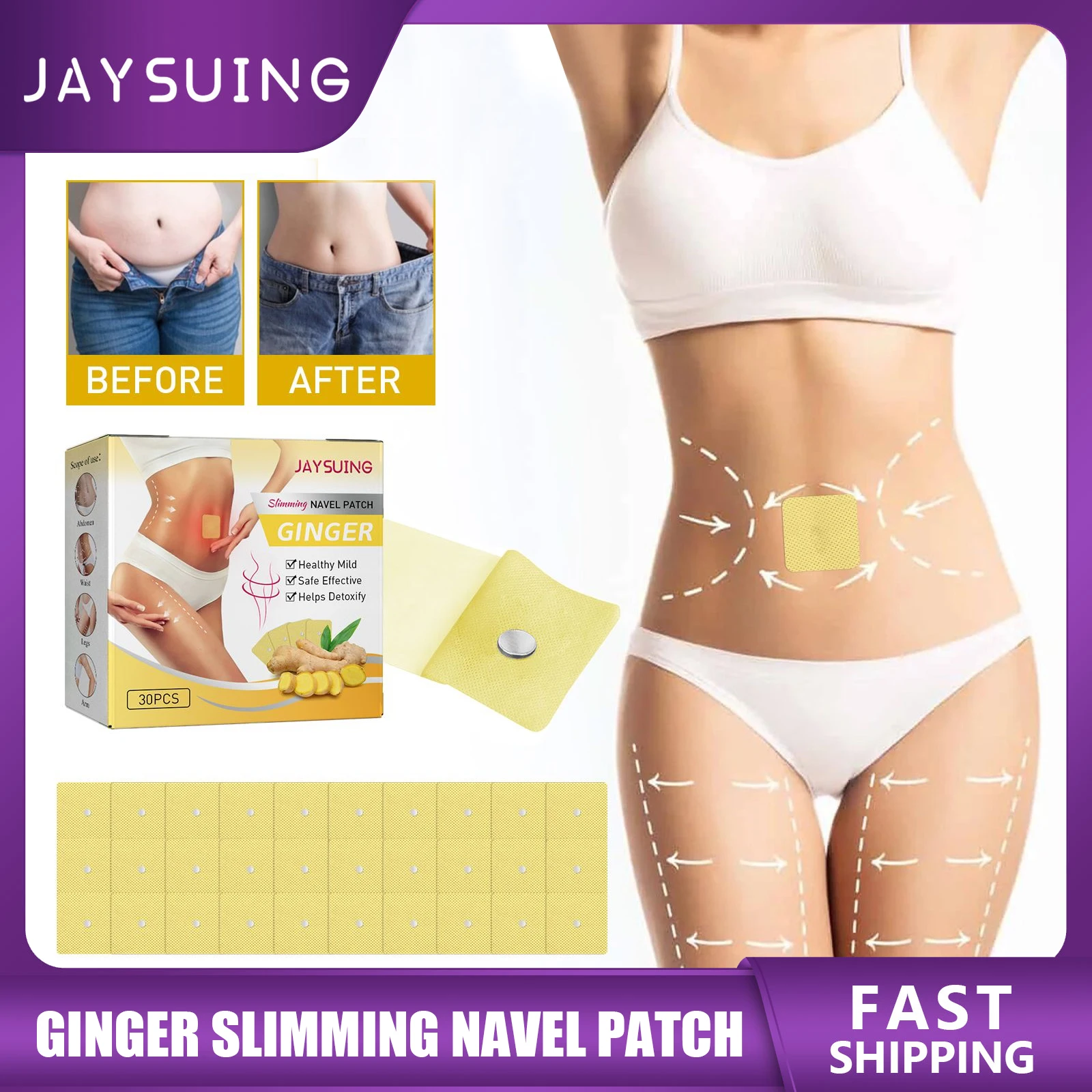 

Ginger Magnetic Navel Sticker Slimming Cellulite Detox Adhesive Sheet Fat Burning Weight Loss Lifting Skin Body Sculpting Patch