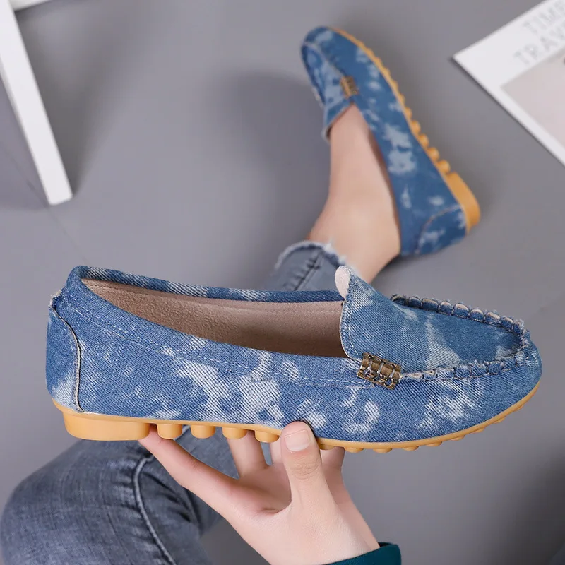 

Women Casual Flat Shoes 2022 Spring Autumn Flat Women Shoes Slips Soft Round Toe Denim Flats Jeans Shoes